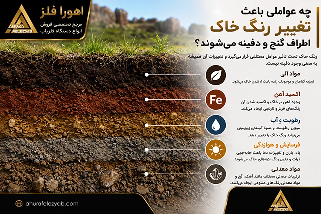 عوامل موثر بر تغییر رنگ خاک اطراف گنج و دفینه