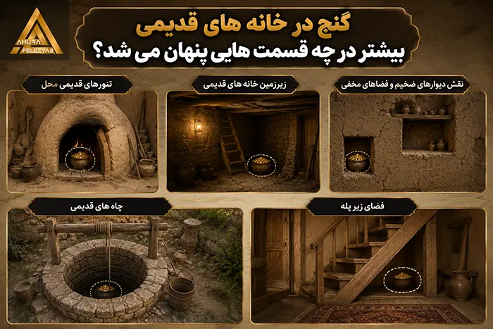 گنج در خانه های قدیمی بیشتر در چه قسمت هایی پنهان می شد؟
